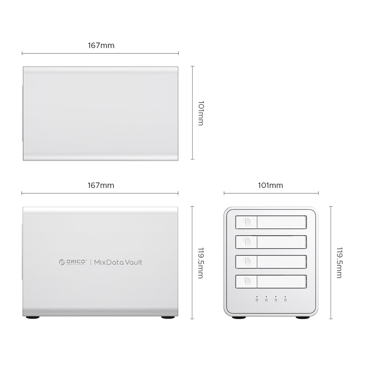 ORICO 4-Bay M.2 NVMe DAS Enclosure USB4 40Gbps Up to 32TB - 8848U4